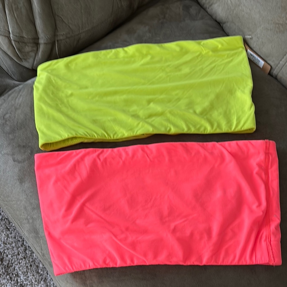 SKIMS Bright Green and Coral Pink Bralette/Bandeau top